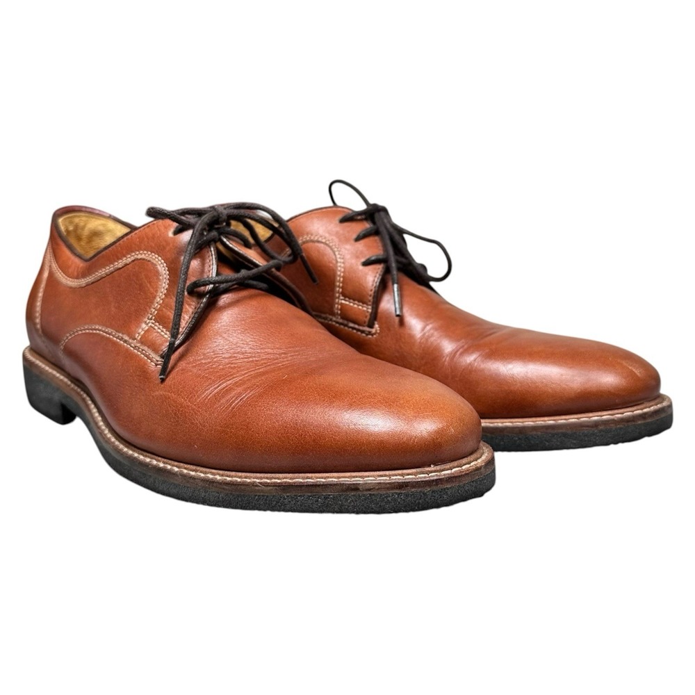 Johnston & Murphy Barlow Oxford Plain Toe Dress Shoe Men Sz 8 Brown Leather
